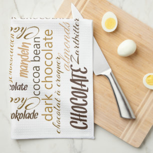 Chocolate, Almonds and Dark Chocolate Text Design Kitchen Towel