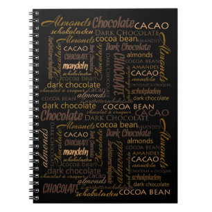 Chocolate, Almonds and Dark Chocolate Text Design Notebook