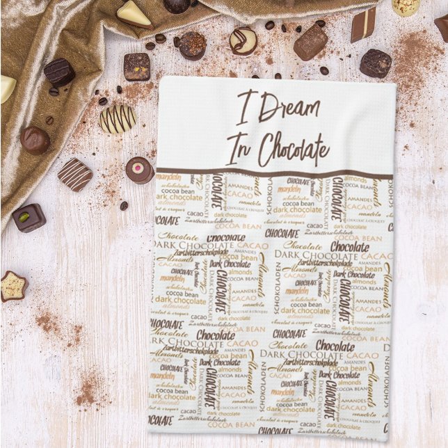 Chocolate Almonds and Dark Chocolate Word Cloud Kitchen Towel (Creator Uploaded)