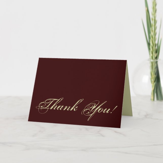 Chocolate And Green Monogram Thank You Note Card (Front)