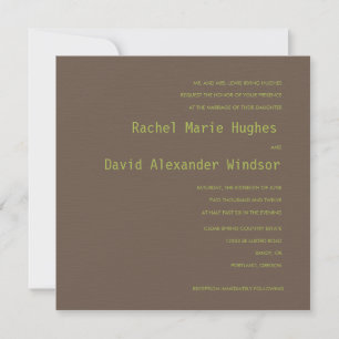 Chocolate and Lime Green Wedding Invitation
