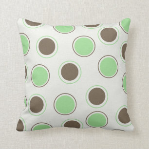 Chocolate and Mint Circles on White MOJO Pillow