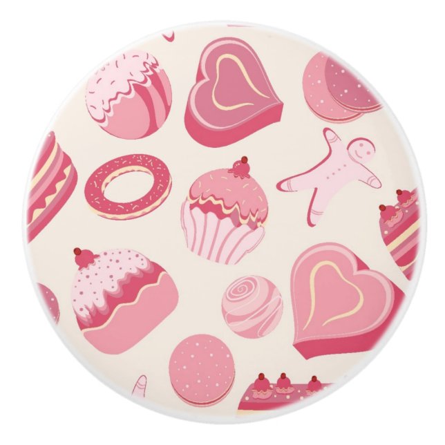 Chocolate and pastries pattern 2 ceramic knob (Front)