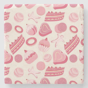 Chocolate and pastries pattern 2 stone coaster
