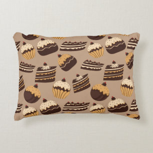Chocolate and pastries pattern 3 accent pillow