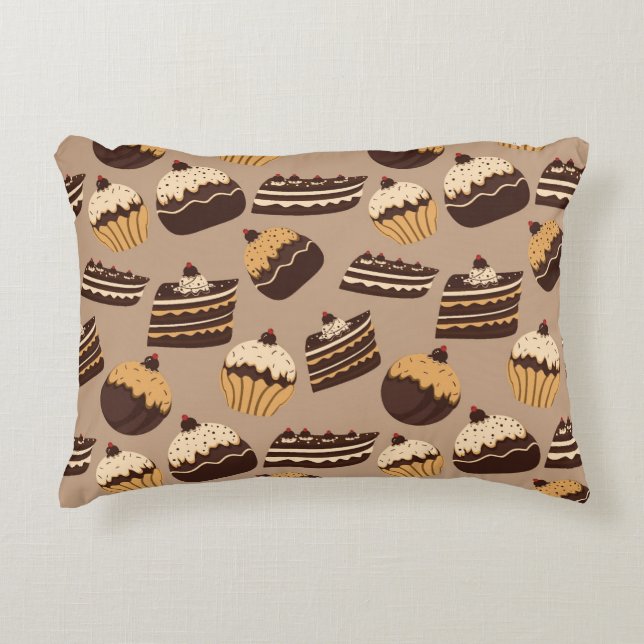 Chocolate and pastries pattern 3 accent pillow (Front)