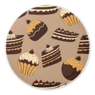Chocolate and pastries pattern 3 ceramic knob