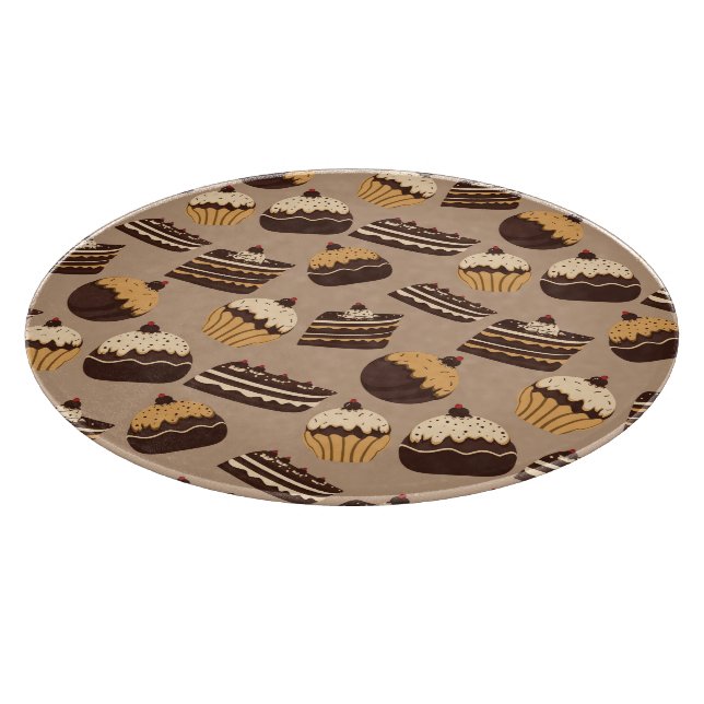 Chocolate and pastries pattern 3 cutting board (Corner)