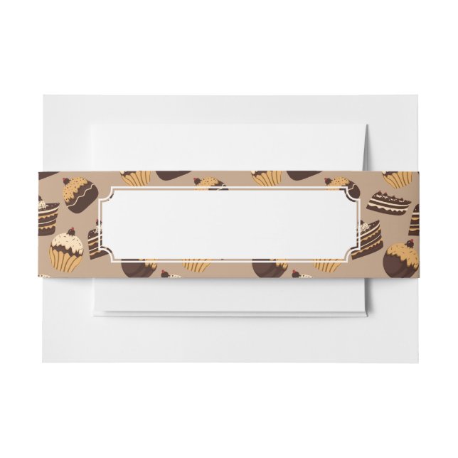 Chocolate and pastries pattern 3 invitation belly band (Front Example)