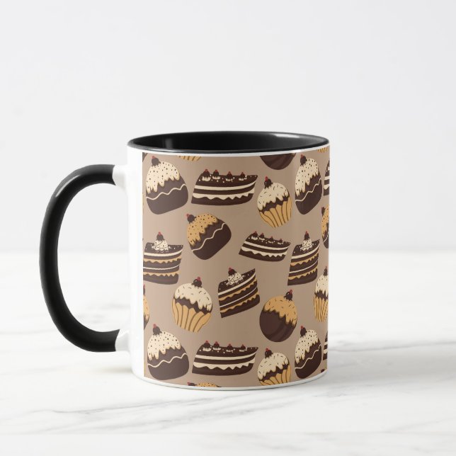 Chocolate and pastries pattern 3 mug (Left)