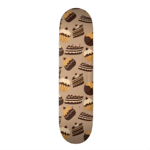 Chocolate and pastries pattern 3 skateboard