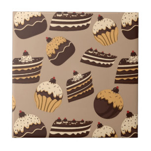 Chocolate and pastries pattern 3 tile