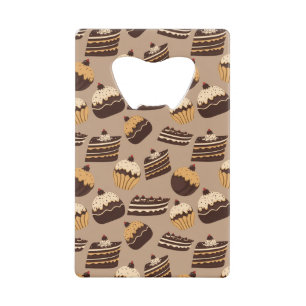 Chocolate and pastries pattern 3 wallet bottle opener