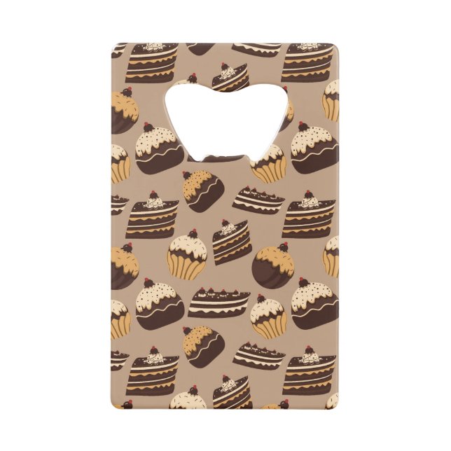 Chocolate and pastries pattern 3 wallet bottle opener (Front)