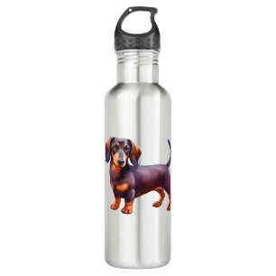 Chocolate and Tan Cream Dachshund Painting - Wein 710 Ml Water Bottle