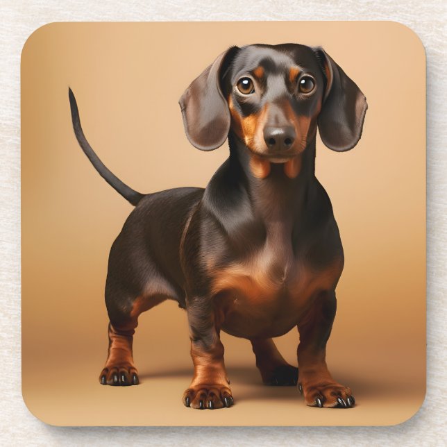 Chocolate and Tan Dachshund Dog Coaster (Front)
