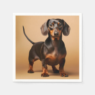 Chocolate and Tan Dachshund Dog Napkin