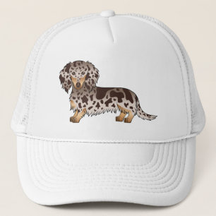 Chocolate And Tan Dapple Long Hair Dachshund Dog Trucker Hat