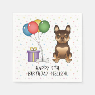 Chocolate And Tan French Bulldog Cute Dog Birthday Napkin