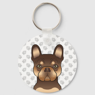 Chocolate And Tan French Bulldog Cute Dog & Paws Keychain