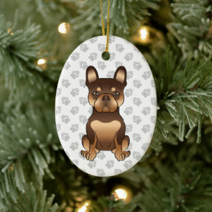 Chocolate And Tan French Bulldog Cute Dog & Text Ceramic Ornament