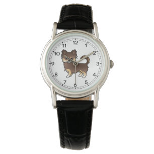 Chocolate And Tan Long Coat Chihuahua Cartoon Dog Watch