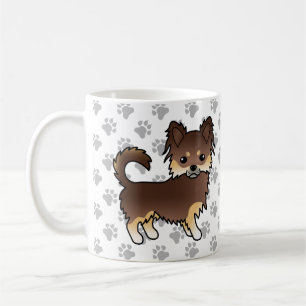 Chocolate And Tan Long Coat Chihuahua Dog & Paws Coffee Mug