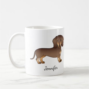 Chocolate And Tan Short Hair Dachshund & Name Coffee Mug