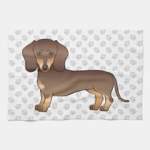 Chocolate And Tan Short Hair Dachshund & Paws Kitchen Towel