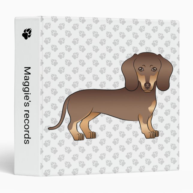 Chocolate And Tan Short Hair Dachshund & Text Binder (Front/Spine)