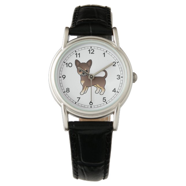 Chocolate And Tan Smooth Coat Chihuahua Cute Dog Watch (Front)