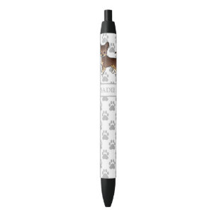 Chocolate And Tan Smooth Coat Chihuahua Dog & Name Black Ink Pen