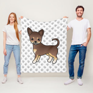 Chocolate And Tan Smooth Coat Chihuahua Dog & Paws Fleece Blanket