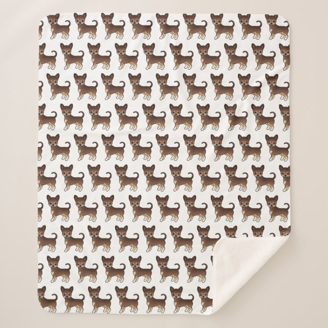 Chocolate And Tan Smooth Coat Chihuahua Pattern Sherpa Blanket (Front)