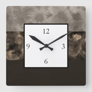 Chocolate and Taupe Block Stripes Square Wall Clock
