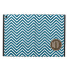 Chocolate and Teal Chevron Pattern with Monogram