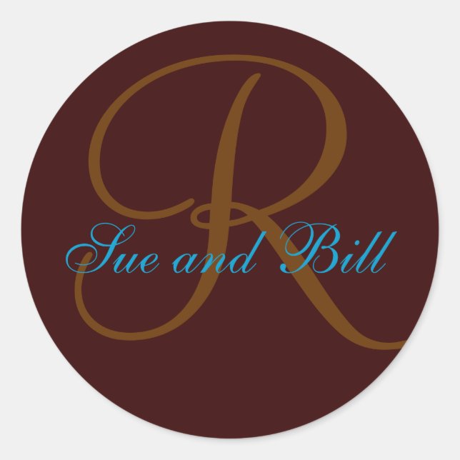 Chocolate and Teal First Names Monogram Seal (Front)