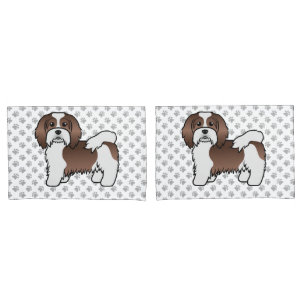 Chocolate And White Havanese Cute Cartoon Dog Pillowcase