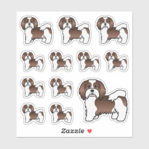 Chocolate And White Havanese Cute Cartoon Dogs
