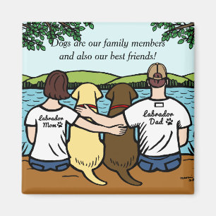 Chocolate and Yellow Labradors Parents Magnet