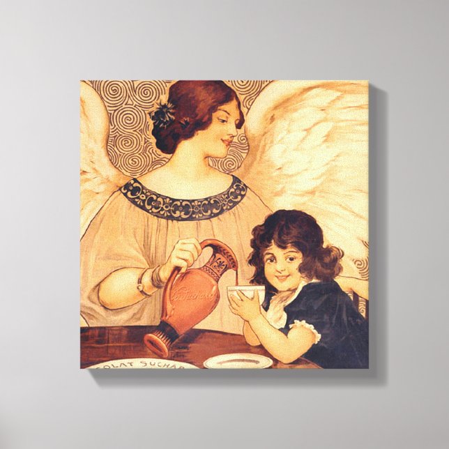 Chocolate Angel French Antique Canvas Print (Front)