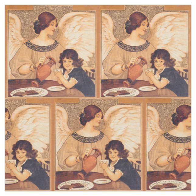 Chocolate Angel French Antique Fabric (Swatch)