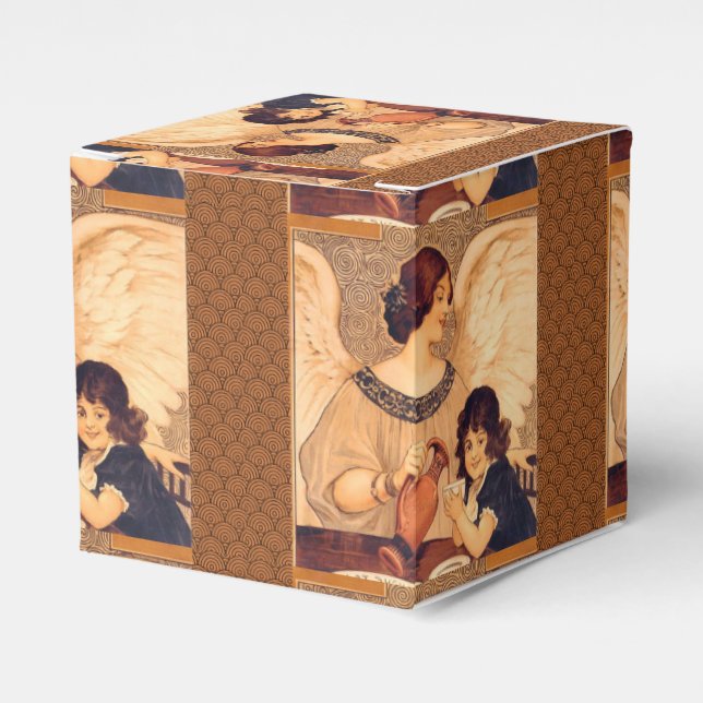 Chocolate Angel French Antique Favor Box (Front Side)
