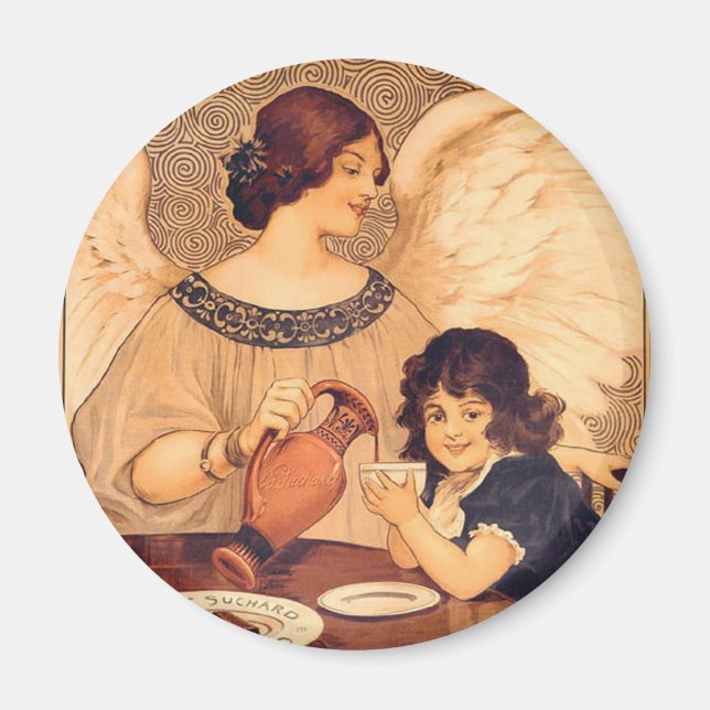 Chocolate Angel French Antique Magnet (Front)