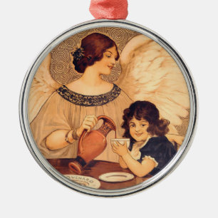 Chocolate Angel French Antique Metal Ornament
