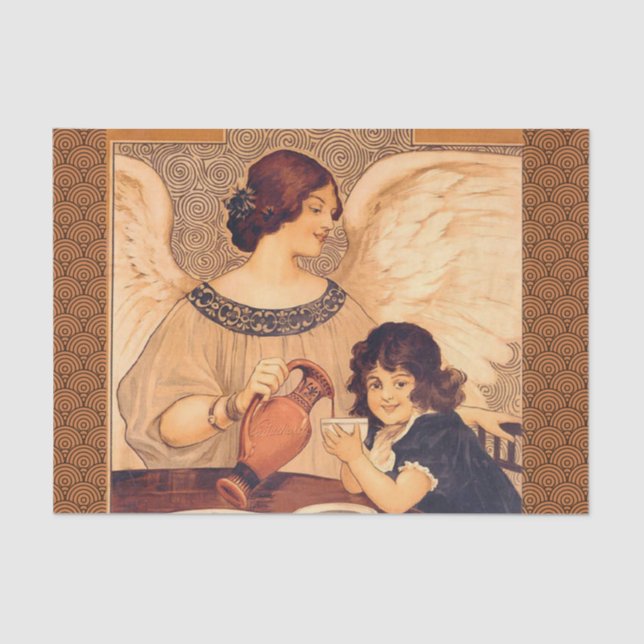 Chocolate Angel French Antique Tissue Paper (Front)