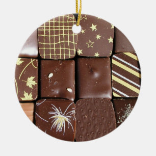 Chocolate assortments ceramic ornament