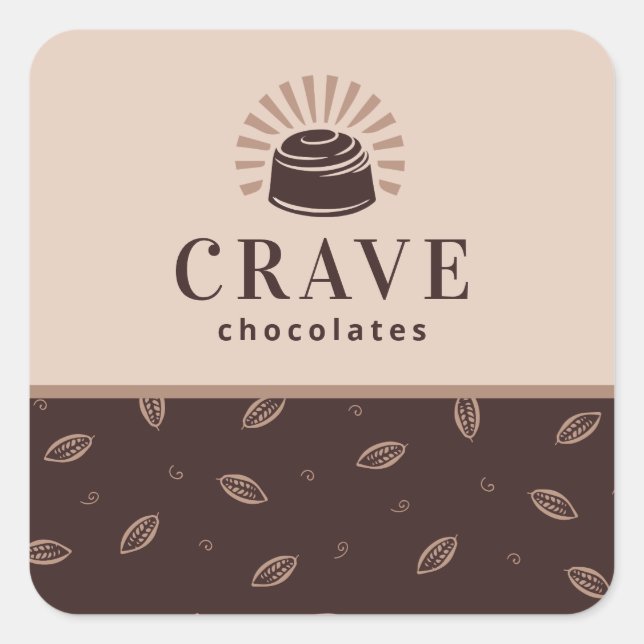 Chocolate, Bakery, Sweets Shop Customizable Square Sticker (Front)
