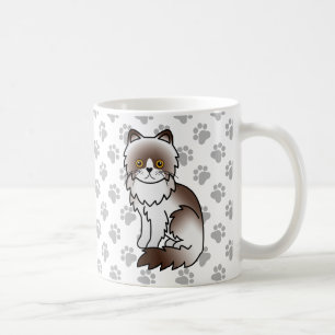 Chocolate Bi-Colour Persian Cute Cartoon Cat Coffee Mug