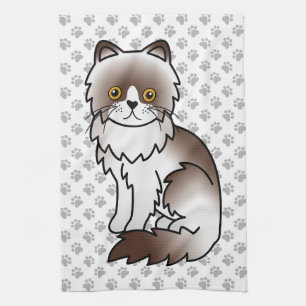 Chocolate Bi-Colour Persian Cute Cartoon Cat Kitchen Towel
